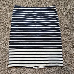 J. Crew Navy and White Striped Pencil Skirt Size 6